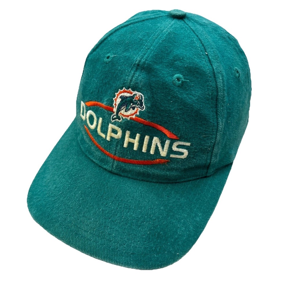 Vintage‎ Miami Dolphins Hat Cap Strap Back Blue Dad Base Ball Faded Y2K 90s Teal